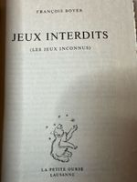 BOYER François Jeux interdits