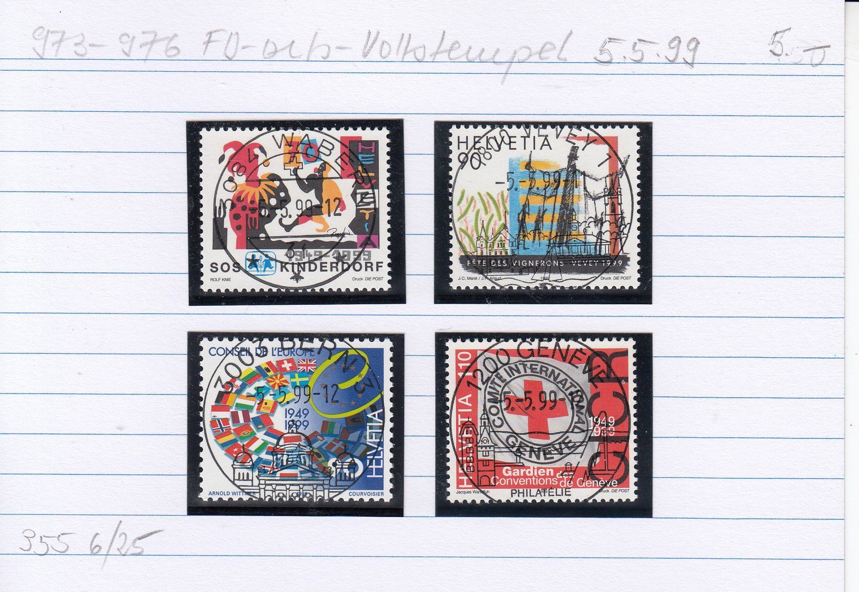 Tutti i francobolli: 973-976 mit FD-Orts-Vollstempel 5.5.99 – Usato da Spreitenbach venduto da Lienbi01 1