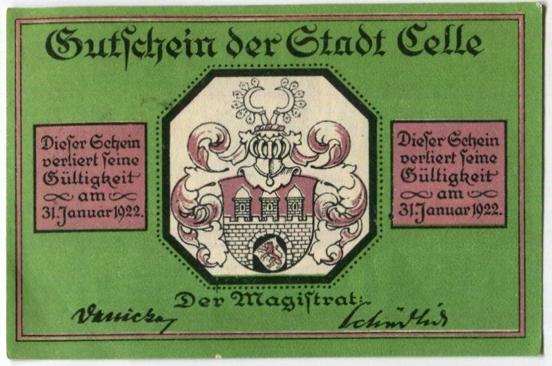 Billets de banque: Notgeld "50 Pfennig. Celle 1922" – D'occasion à Basel par Butsch5 1