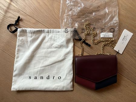 Sac Sandro neuf, bordeaux/bleu marine, chaîne dorée ✨