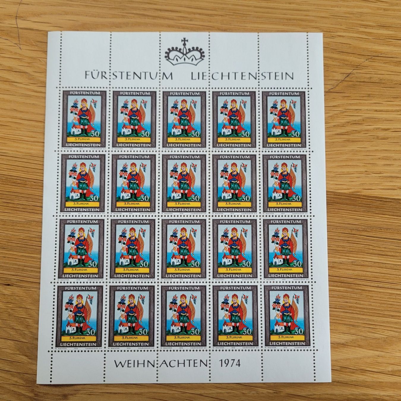 Tutti i francobolli: Kleinbogen Liechtenstein 1974 – Usato da Biel/Bienne venduto da Destockweb