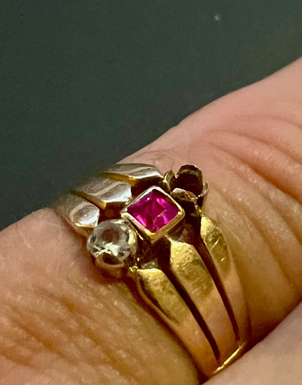 Bagues: Gold-Ring 18 K mit Glassteinen – D'occasion à Chur par Penting1935 7