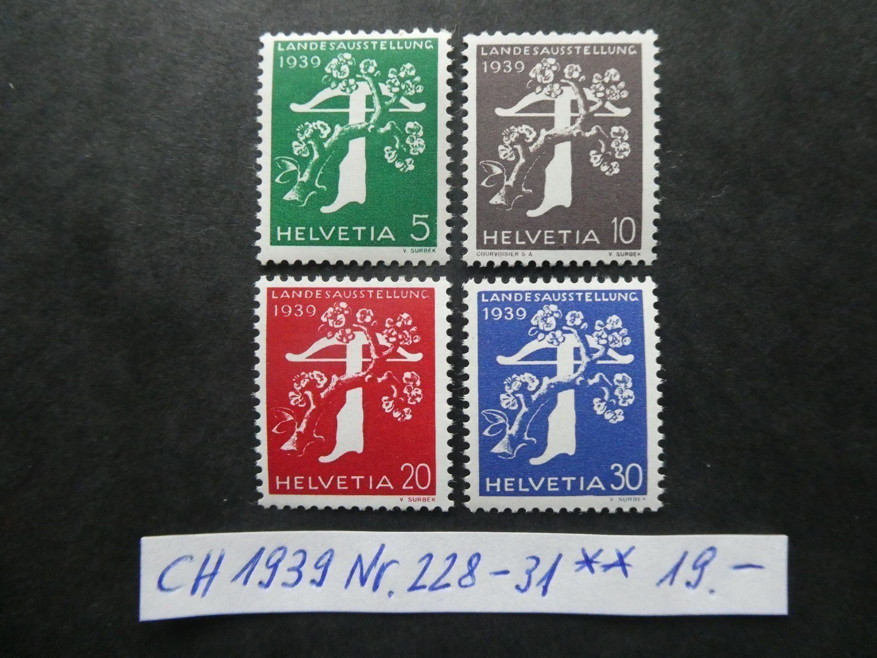 Tutti i francobolli: CH 1939 Nr. 228-231 postfrisch – Usato da Lausen venduto da Herbamare01