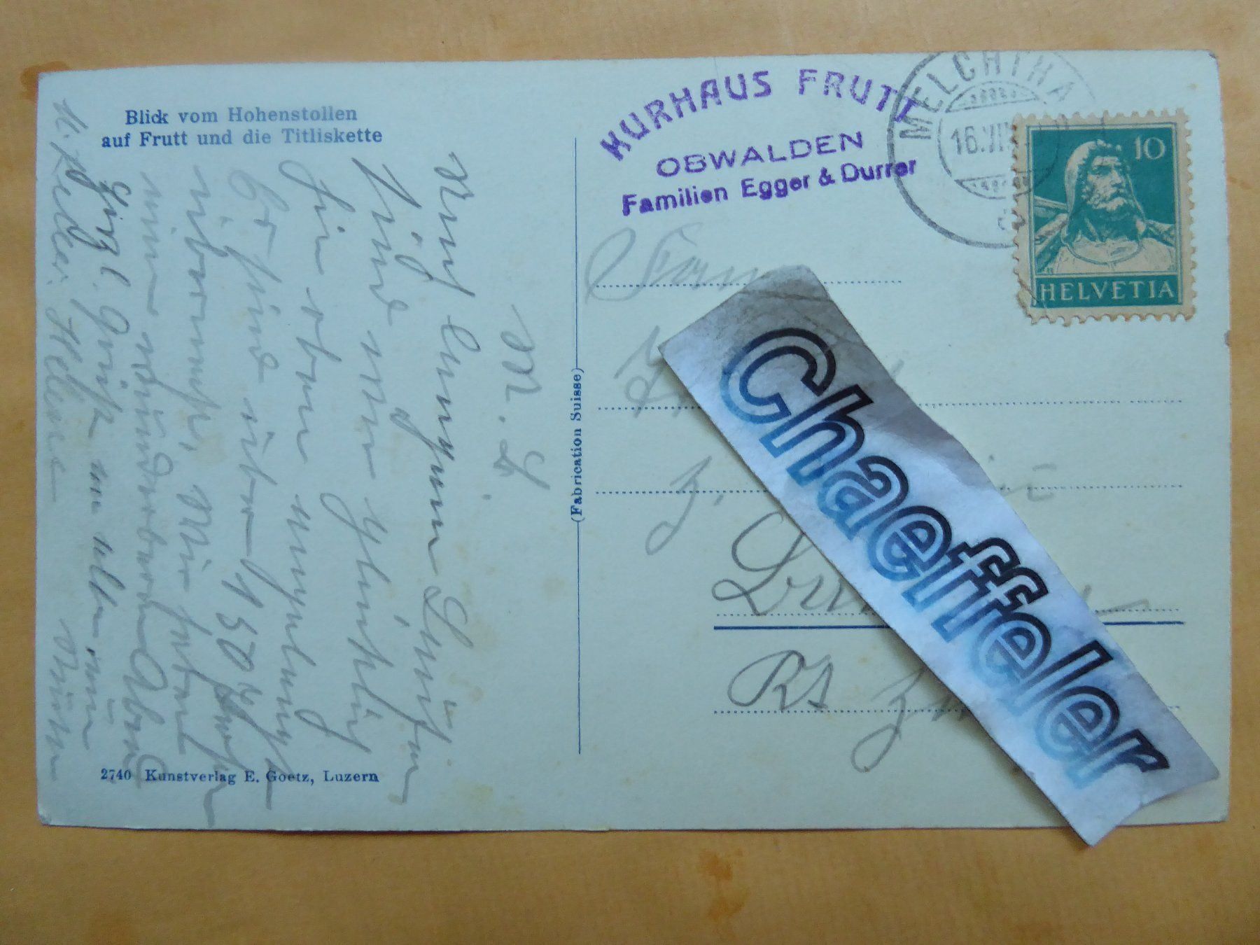 Cartoline postali: Blick vom Hohenstollen auf Frut und – Usato da Zürich venduto da Chaeffeler 1