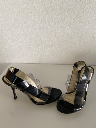 Schwarze Dolce & Gabbana Lack Sandalen, transparent, Gr. 36