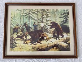 Jagdbild - Kunstdruck "Bärenjagd"