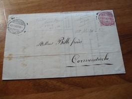 Faltbrief 1867, Helvetia Versicherung, div. Stempel