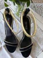 Sandalette, Gr. 37, Schwarz-gold