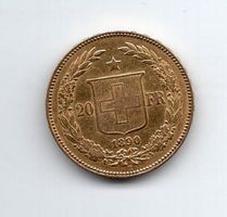 (2070) CH, 20 Franken, Helvetia 1890, vz/stgl