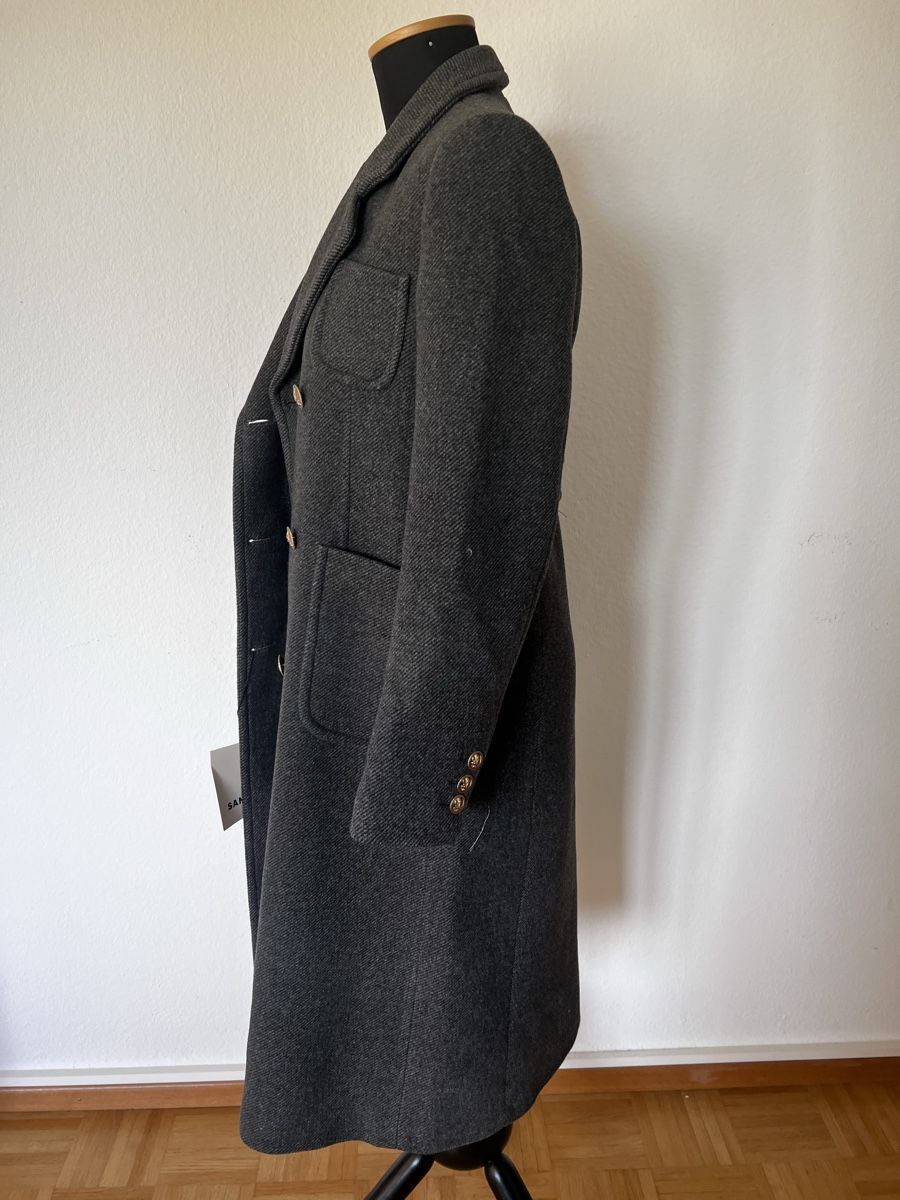 Sandro Manteaux: Sandro Brushed Wool-Blend Twill Coat – Neuf (Voir description) à Oftringen par bashikra 2