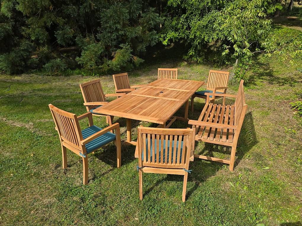 Set di tavolo e panche: Teak Garten Tisch-Set - Original verpackt - 8 Elemente – Usato da Horgen venduto da Nautilus_87