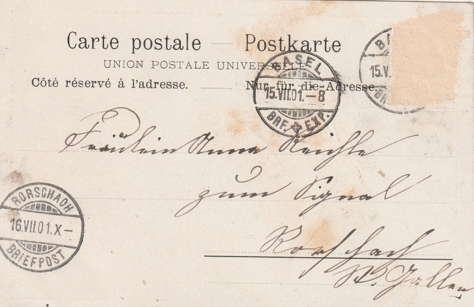 Cartoline postali: Basel Bundesfeier 1901 – Usato da Rorschacherberg venduto da fratovi2 1