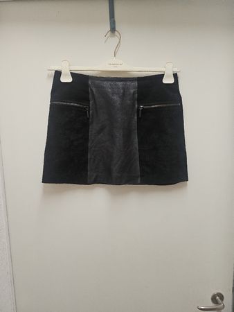 Vintage Minirock schwarzes Leder und Wildleder verwendet