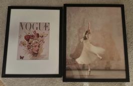 Zwei gerahmte Bilder Vogue und Ballerina Set schwarz