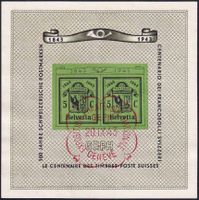 1943, Genfer-Block W18, mit rotem Sonderstempel 20.lX.43.