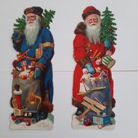 2 antike geprägte Glanzbild Oblate 24cm hoch unbenutzt .Neu.