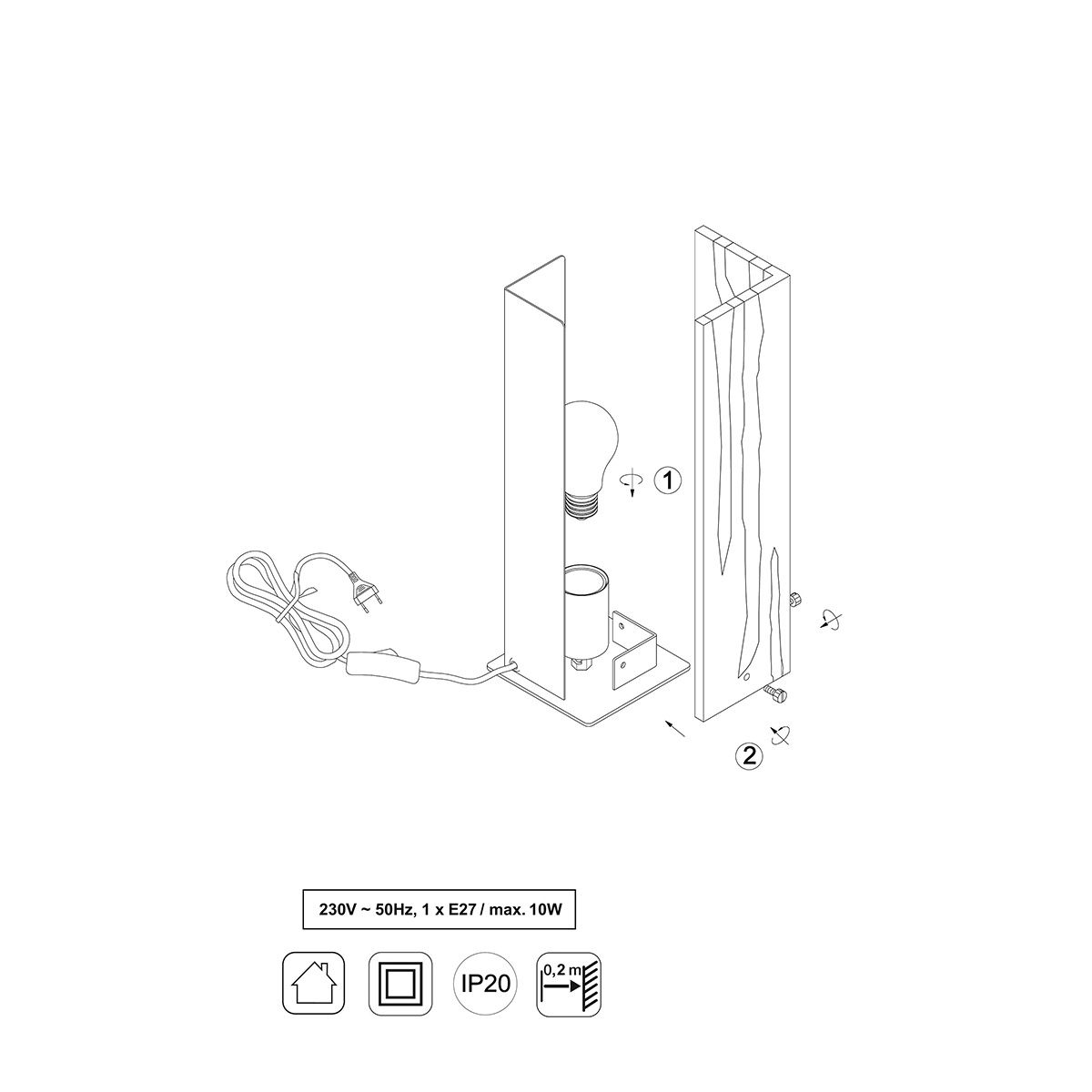 Lampade: Tischleuchte, Holz, 40 cm Höhe – Nuovo (secondo la descrizione) da Kreuzlingen venduto da Smart-Light 9