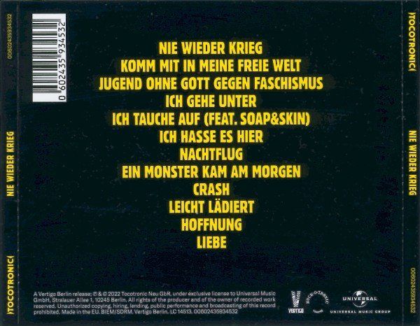 CDs: Tocotronic Nie wieder Krieg – Neu (gemäss Beschreibung) aus Hellikon von Jogi73 1