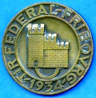 SCHÜTZENMEDAILLE FRIBOURG 1934  Ø50mm  53.75g. BRONZE !!!!!!
