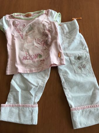 PAMPOLINA Gr 81 Hose weiss/rosa T-shirt rosa
