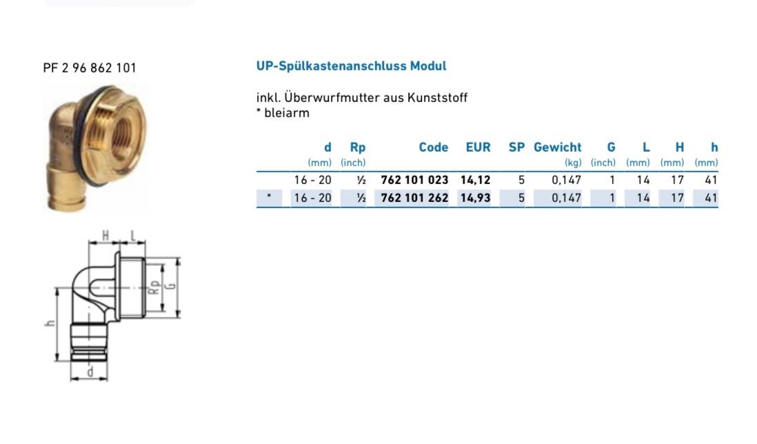 WC: UP - Modul +GF+ Spülkastenanschluss – Usato da Schöftland venduto da lazer04 3