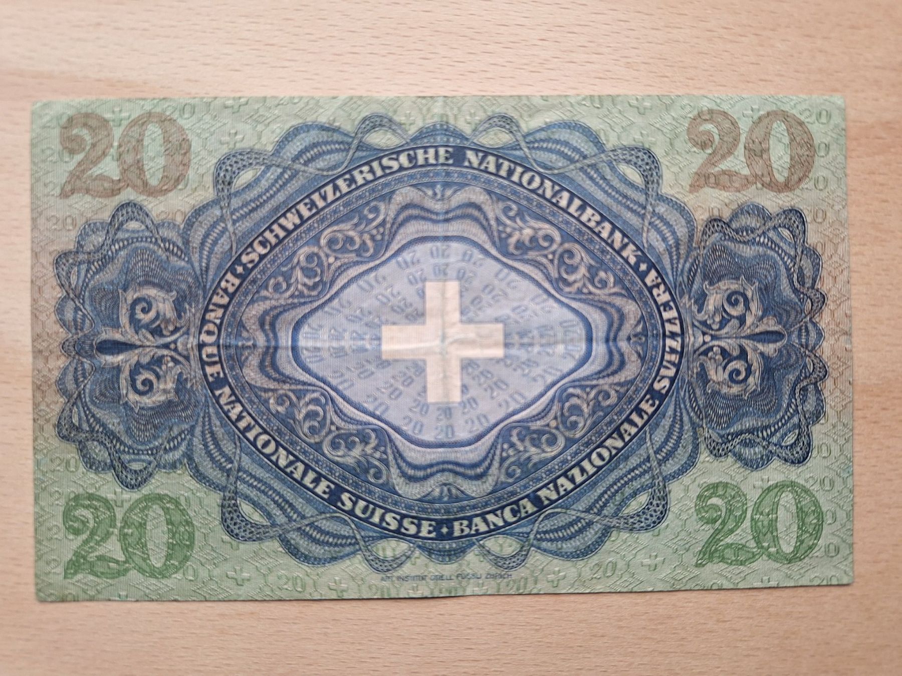 Banknoten: Schweizer Banknote 20 Franken, JG 1952 – Gebraucht aus Lohn-Ammannsegg von Beo71 1