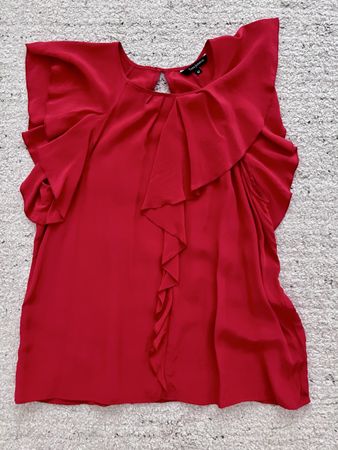 Tara Jarmon Top Seide rot mit Rüschen Gr. 42 (40)