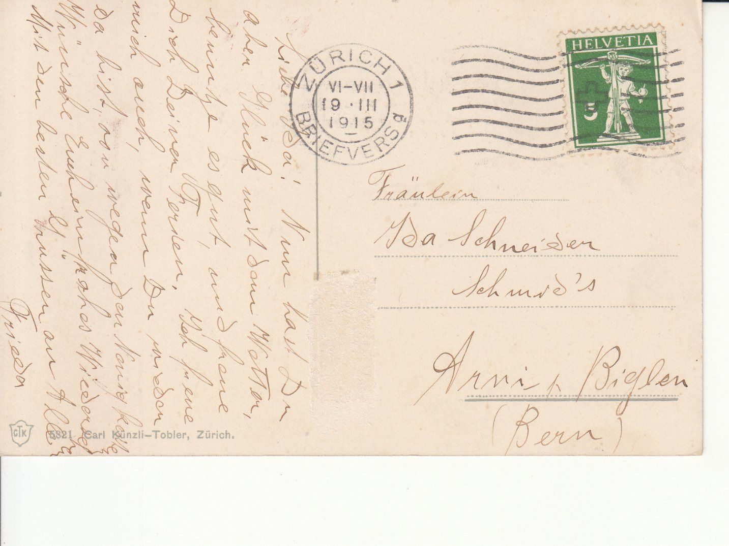 Cartoline postali: Zürich 1915 – Usato da Bürglen TG venduto da StampGraf 1