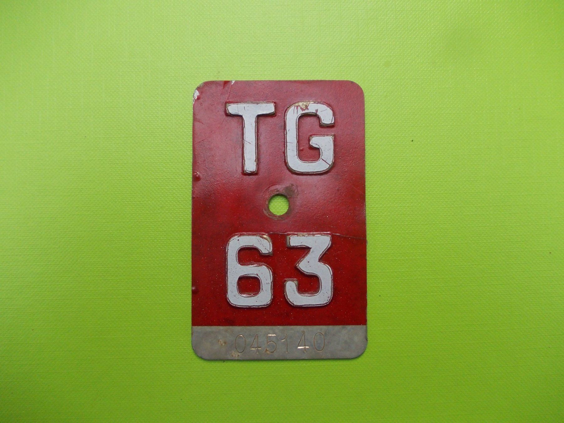 Insegne: Velonummer / Fahrradnummer TG 63 – Usato da Gsteigwiler venduto da HORMIGA21