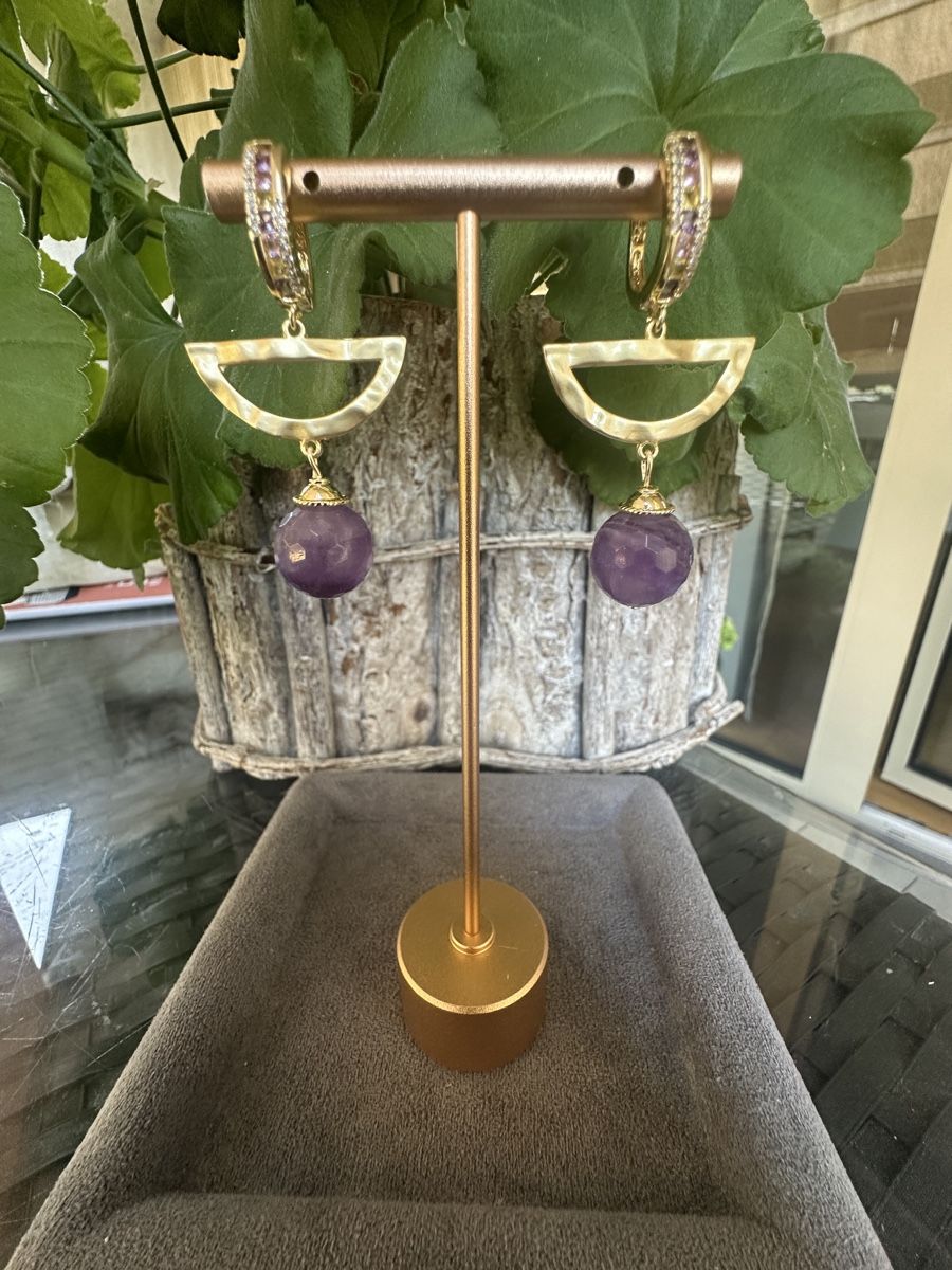 Boucles d'oreille: Ohrringe mit Amethyst Edelsteinen – Neuf avec emballage d'origine à Kriens par Hortensie6 1