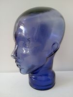 Vintage Glaskopf Kopf Kobalt Blau Dekokopf Mannequin 28 cm
