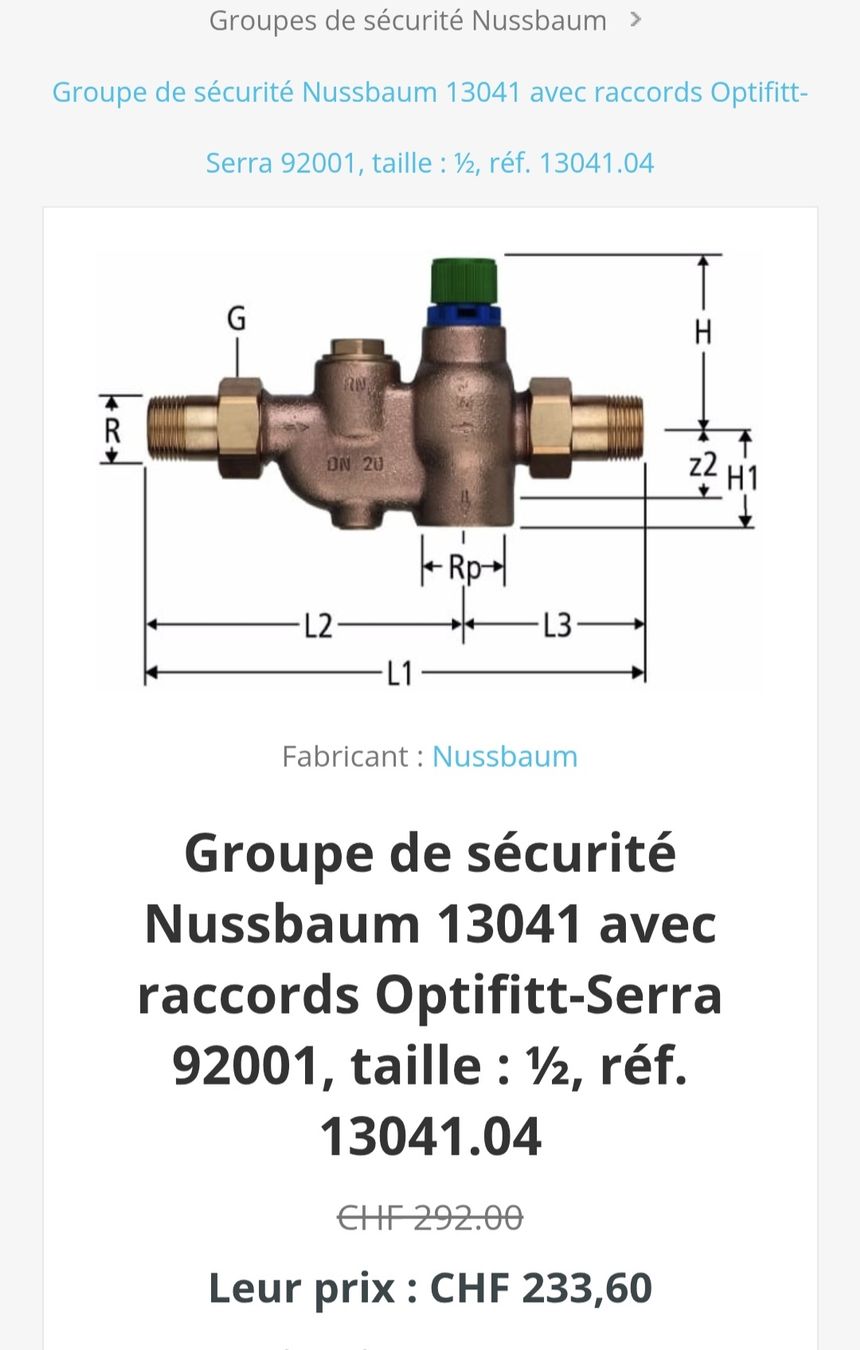 Sanitari: Groupe sécurité Nussbaum 13041, 1/2, neuf – Nuovo (secondo la descrizione) da Ursy venduto da etisaf 4