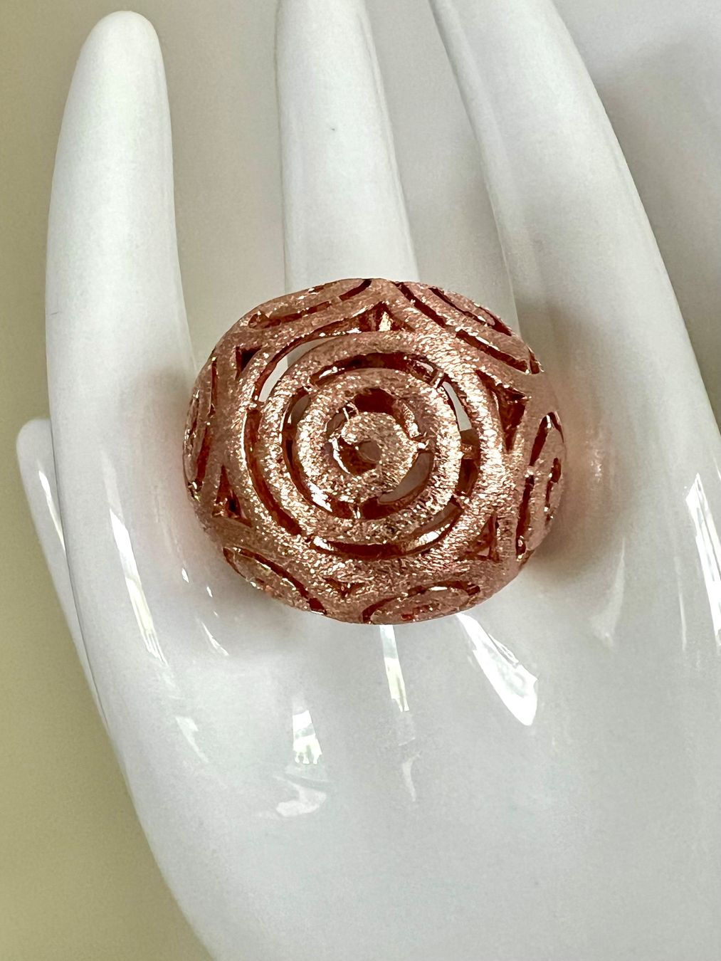 Anelli: Statement Ring Roségolden Spiral Design durchbrochen Gr. 62 – Usato da Ruswil venduto da artbyhand 4