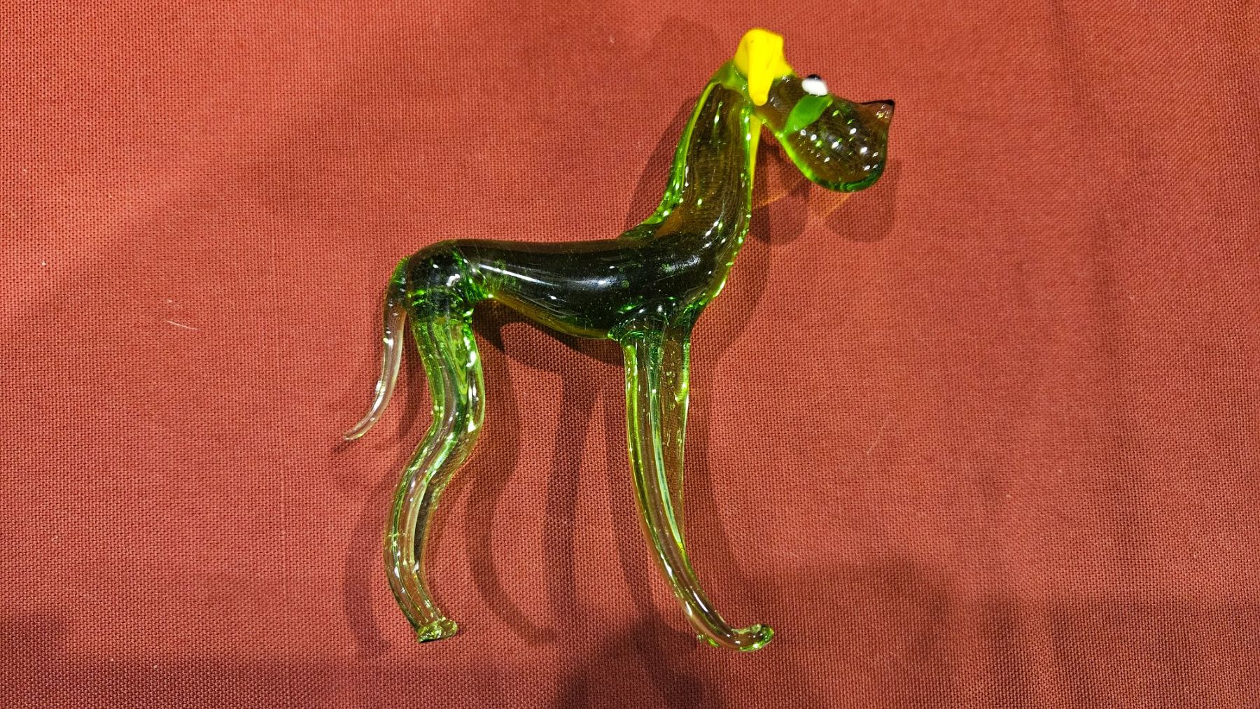 Statuette: Animale in vetro soffiato verde e giallo – Usato da Melano venduto da H-Sara 1