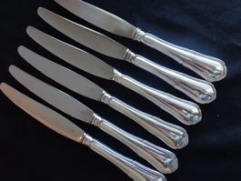 * 6 X GRANDE COUTEAU JEZLER REGENCE ARGENT 800 COMME NEUF