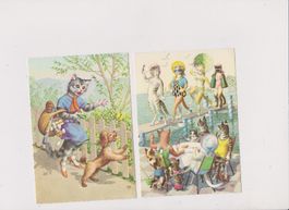 2 Cartes postales chats humour Belgium ...