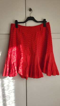 Jupe rouge brodée Made in Italy coton