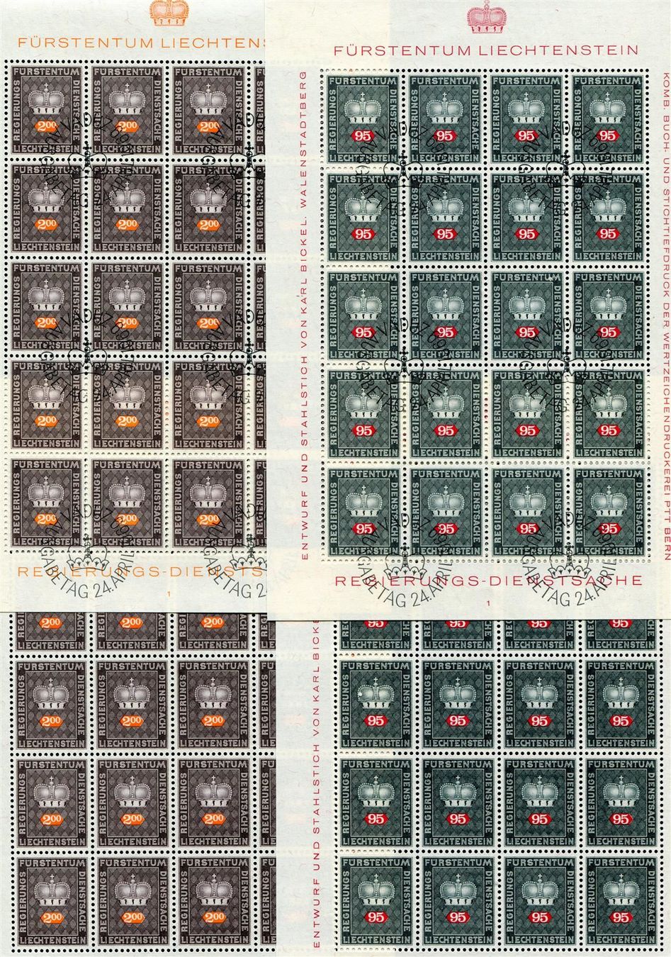 Tous les timbres: 1969 Dienstmarken Nr. D56+D59 im Bogen – Neuf (Voir description) à Winterthur par Kyoung