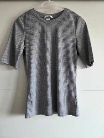 H&M T-shirt gris côtelé - Taille S