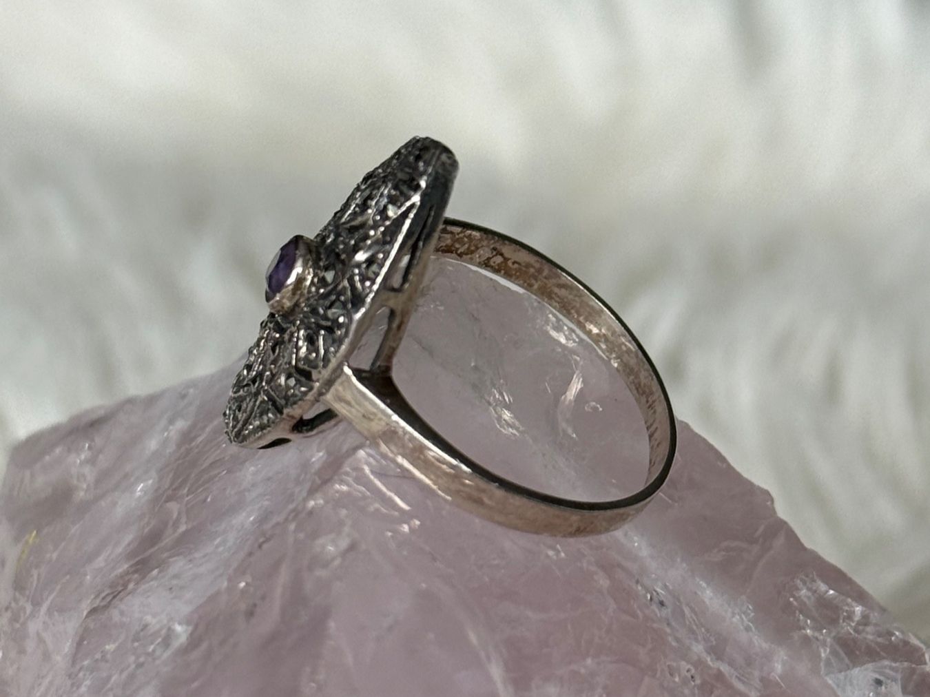 Ringe: Vintage Silberring 925 mit lila Stein – Gebraucht aus Istighofen von Ringparadies 1