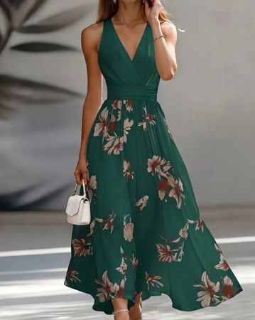 Damen Sommerkleid grün Blumenmuster Grösse M neuwertig