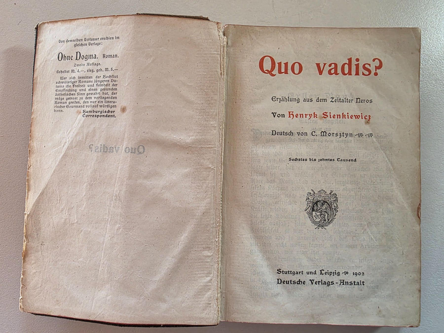 Libri: Quo Vadis? Henryk Sienkiewicz - 1902 – Usato da Walterswil BE venduto da Lonitti 1