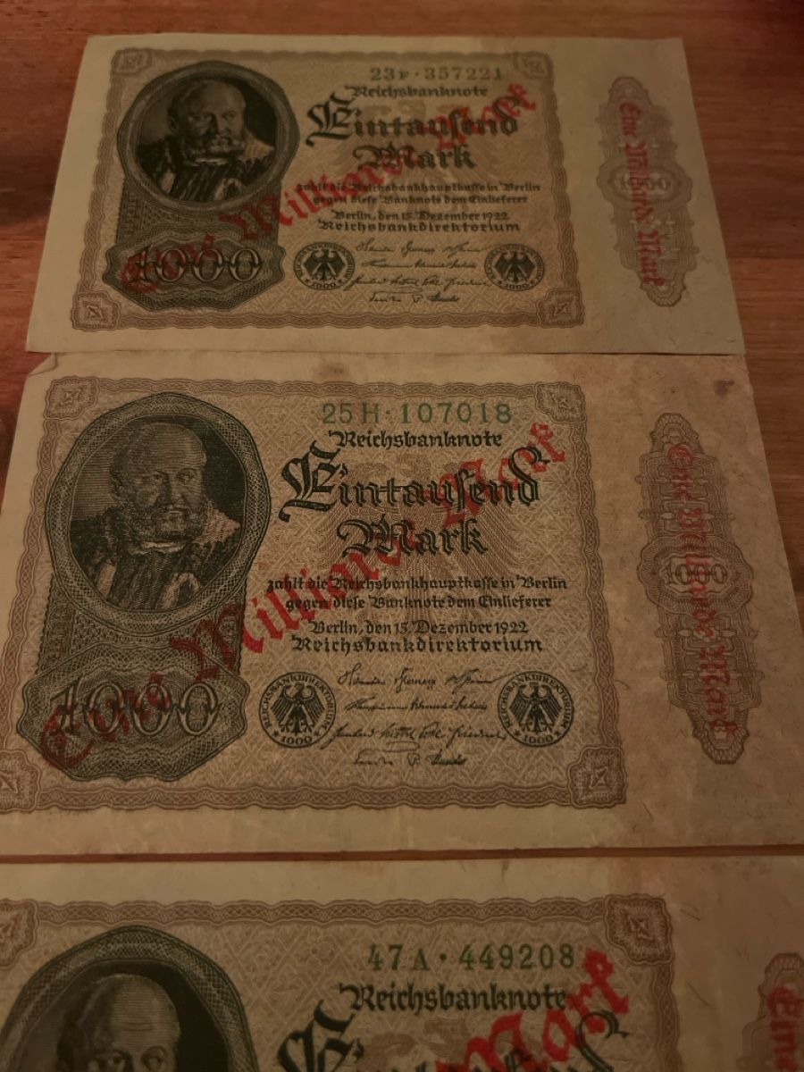 Banknoten: Geldscheine Notgeld Scheine 1 Milliarde Mark – Gebraucht aus Dietikon von Ute7092 2