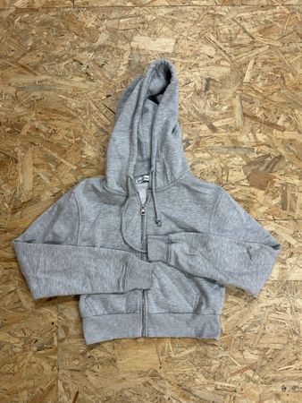 Bershka grey cropped zip up hoodie Size S 