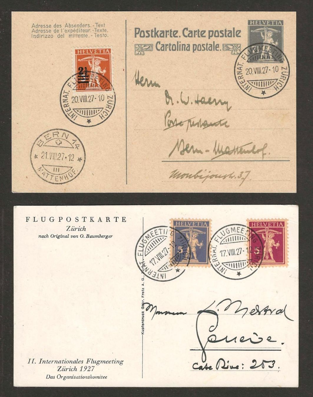 Tutti i francobolli: 4 CH Flugpost Karten ab 1927 – Usato da Gümligen venduto da Geniusbuy