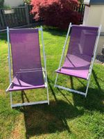2 Liegestühle / Strandliegen violett, Alugestell klappbar...