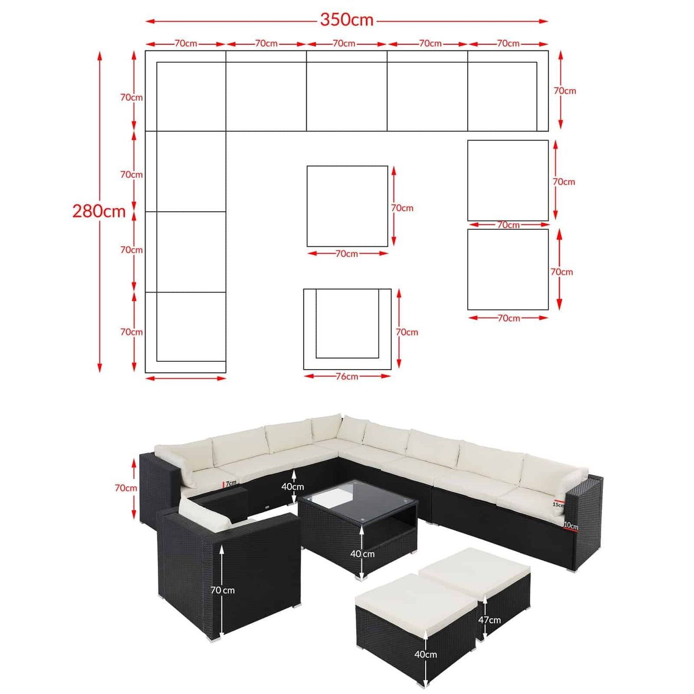 Set de table et chaises: Polyrattan Lounge - Creme – Neuf avec emballage d'origine à Winterthur par aredo 7