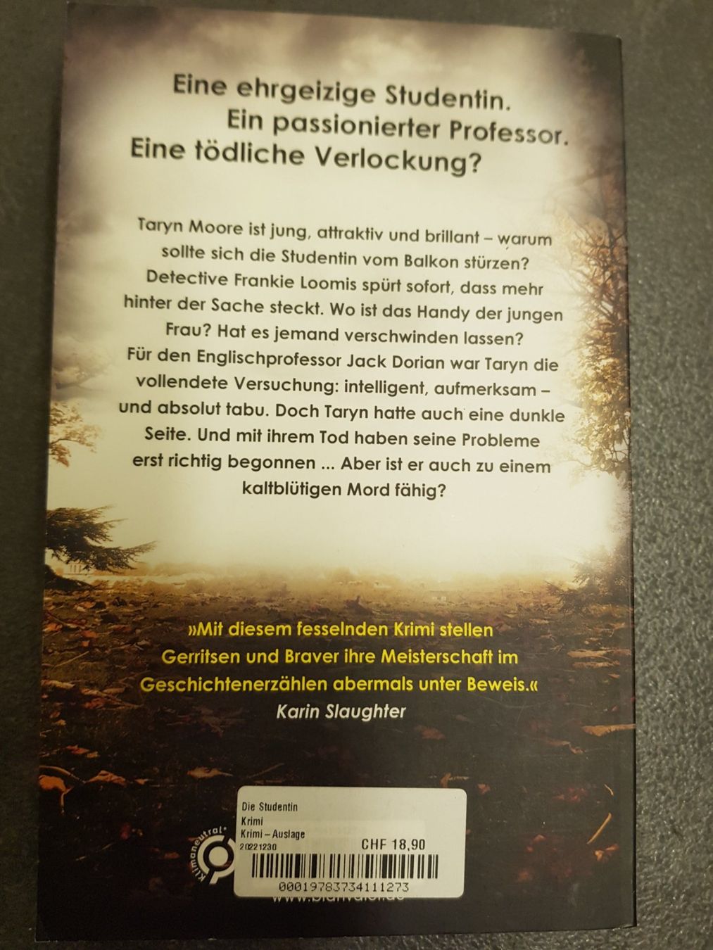 Bücher: DIE STUDENTIN /Tess Gerritsen / Krimi – Gebraucht aus Dietikon von marconi07 1