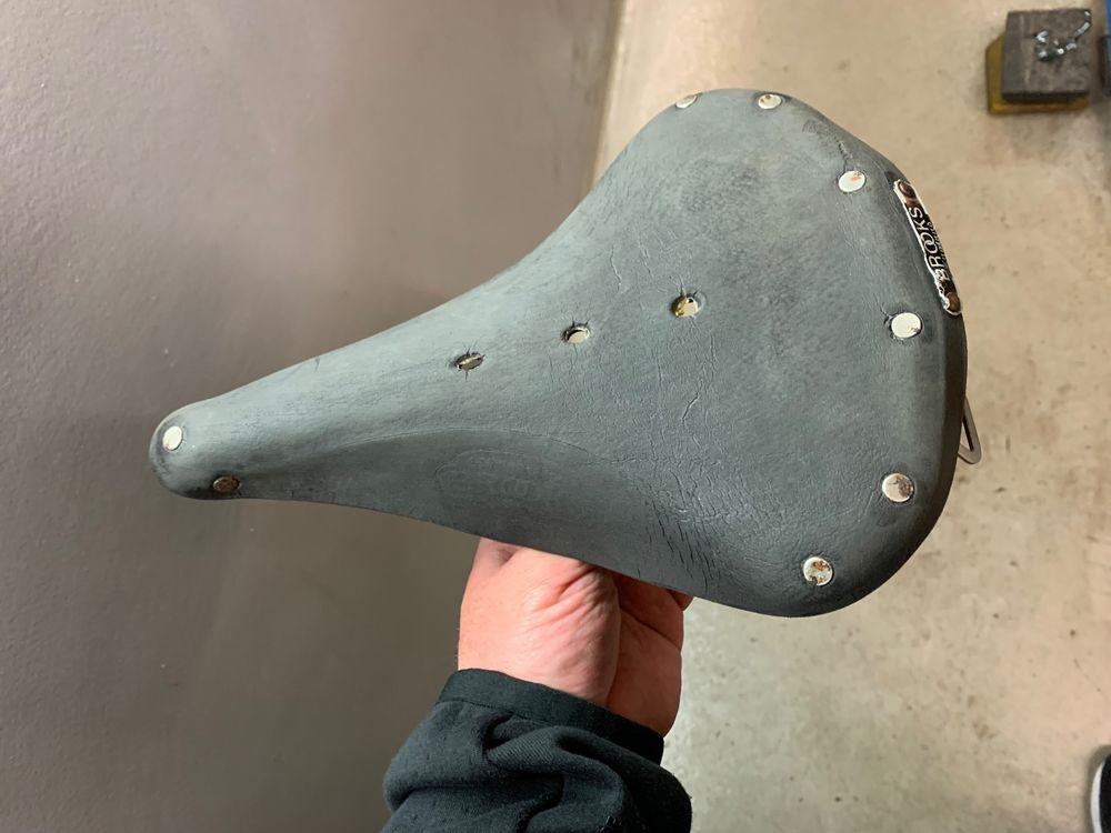 Selle Brooks Ancienne Vélo Cyclotourisme - Cuir Marron, Patinée (Années 1960)