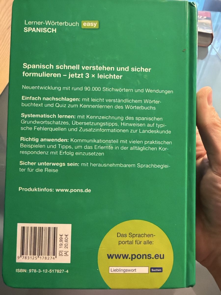 Bücher: PONS Lerner-Wörterbuch Spanisch – Gebraucht aus Sumiswald von Katja-Yves 1